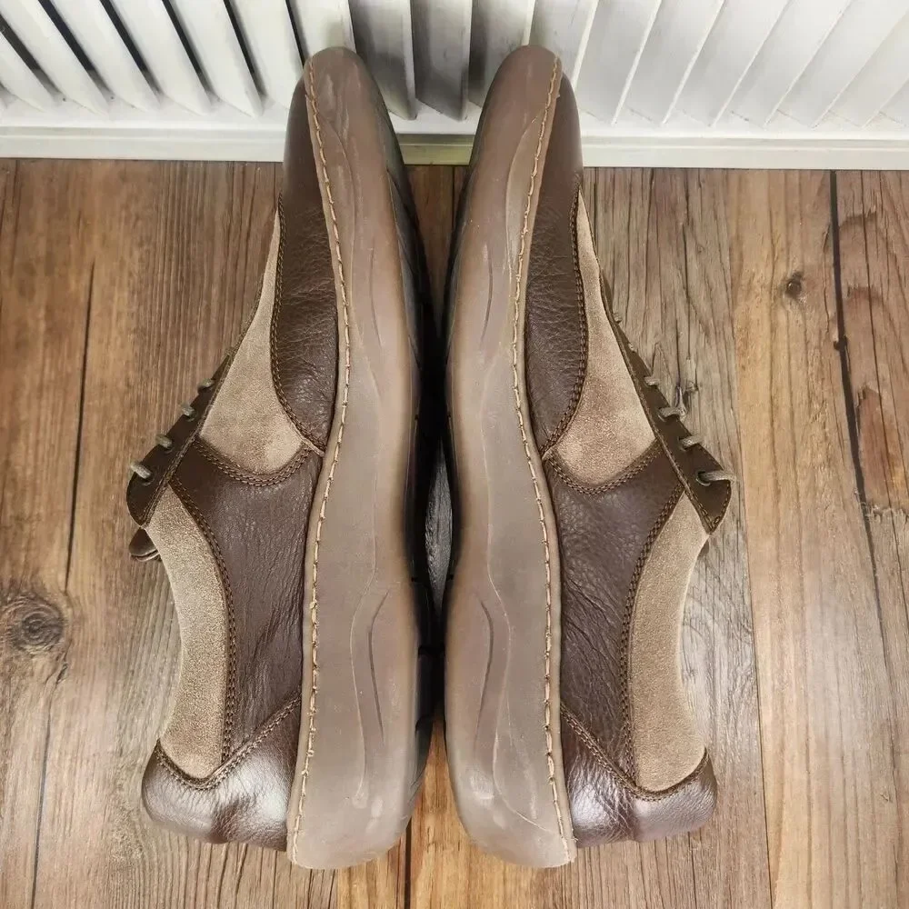 E.T. Wright Lace Up Oxfords Mens 10 B Two Tone Brown Leather Made In Italy Shoes